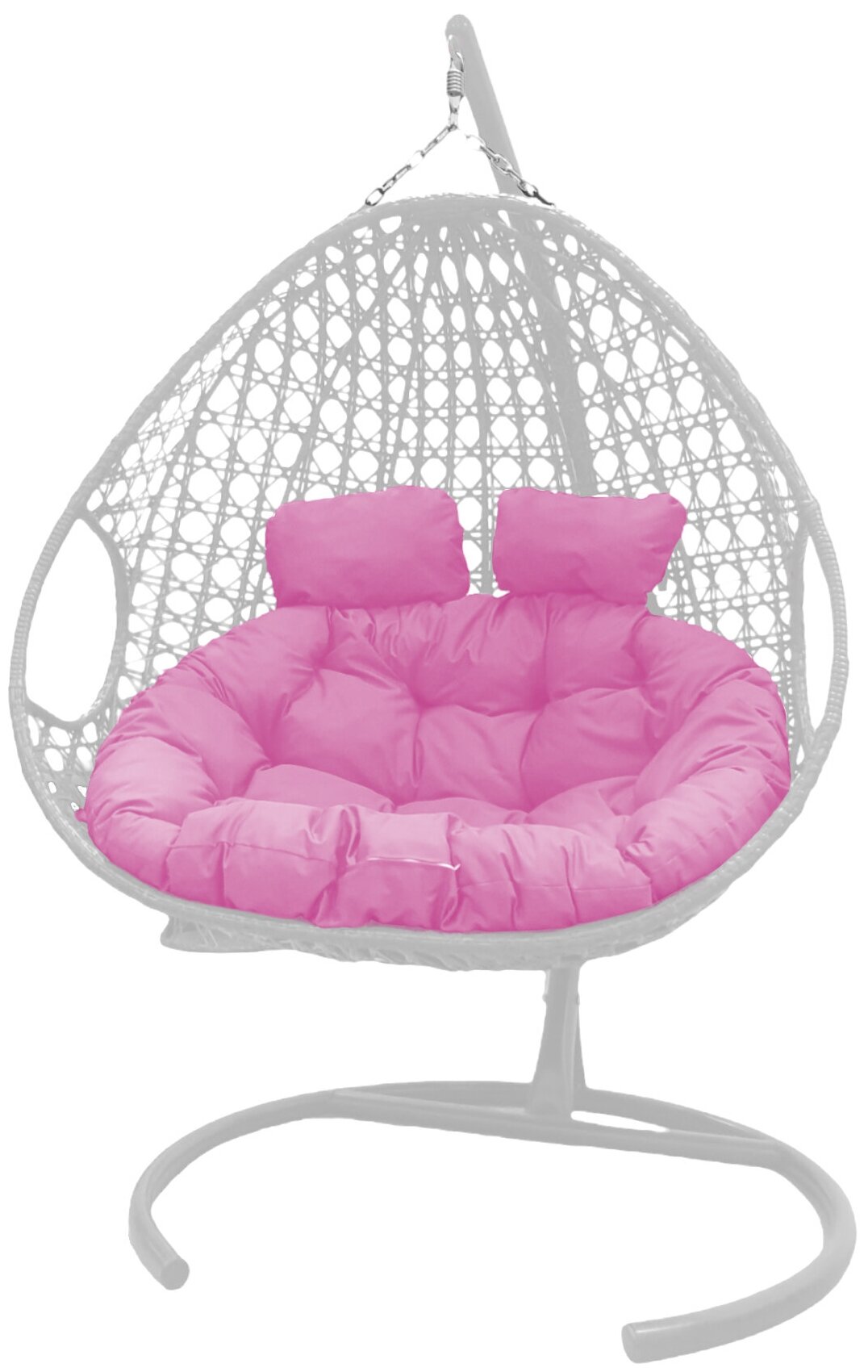 Подвесное кресло белое M-Group Для двоих люкс розовая подушка - фотография № 1