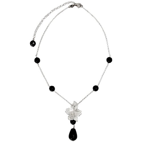 Колье Misis, серебро, 925 проба, родирование, оникс, длина 45 см., черный, серебряный