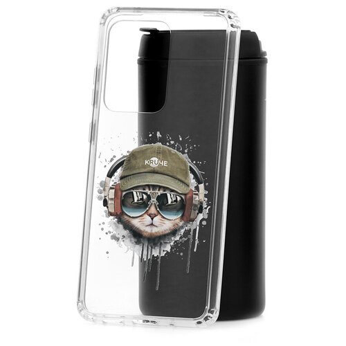 фото Чехол на samsung galaxy s20 ultra kruche print кот в наушниках кruче