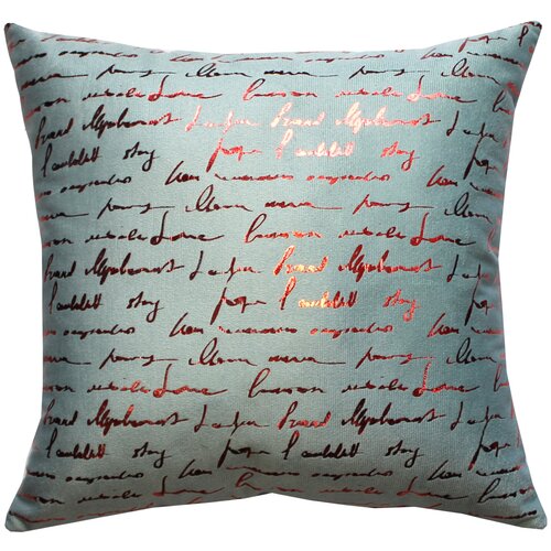 фото Подушка декоративная матех luxury aria писание. 40*40*10. цвет серо-голубой, ярко-красный matex