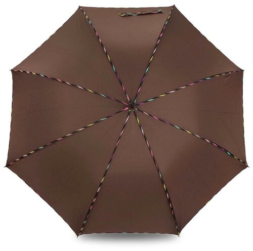 Зонт-трость Dolphin, полуавтомат, купол 101 см, 8 спиц, деревянная ручка, для женщин, коричневый
