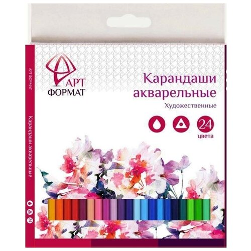 Карандаши акварельные 24 цвета АРТформат (3гр), 6 уп.