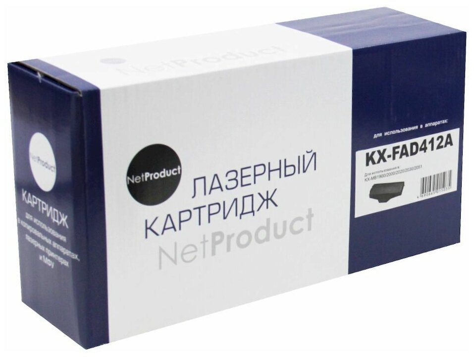 Фотобарабан NetProduct KX-FAD412A, черный, для лазерного принтера, совместимый