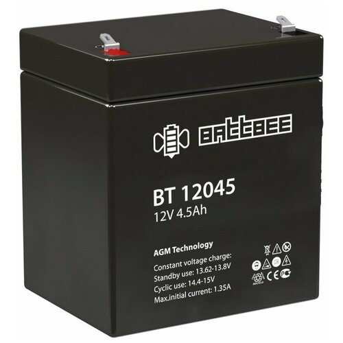 Аккумулятор Battbee BT-12045 (12В, 4.5Ач / 12V, 4.5Ah / вывод F1) аккумулятор battbee bt 1240 12в 40ач 12v 40ah вывод болт гайка 6 5
