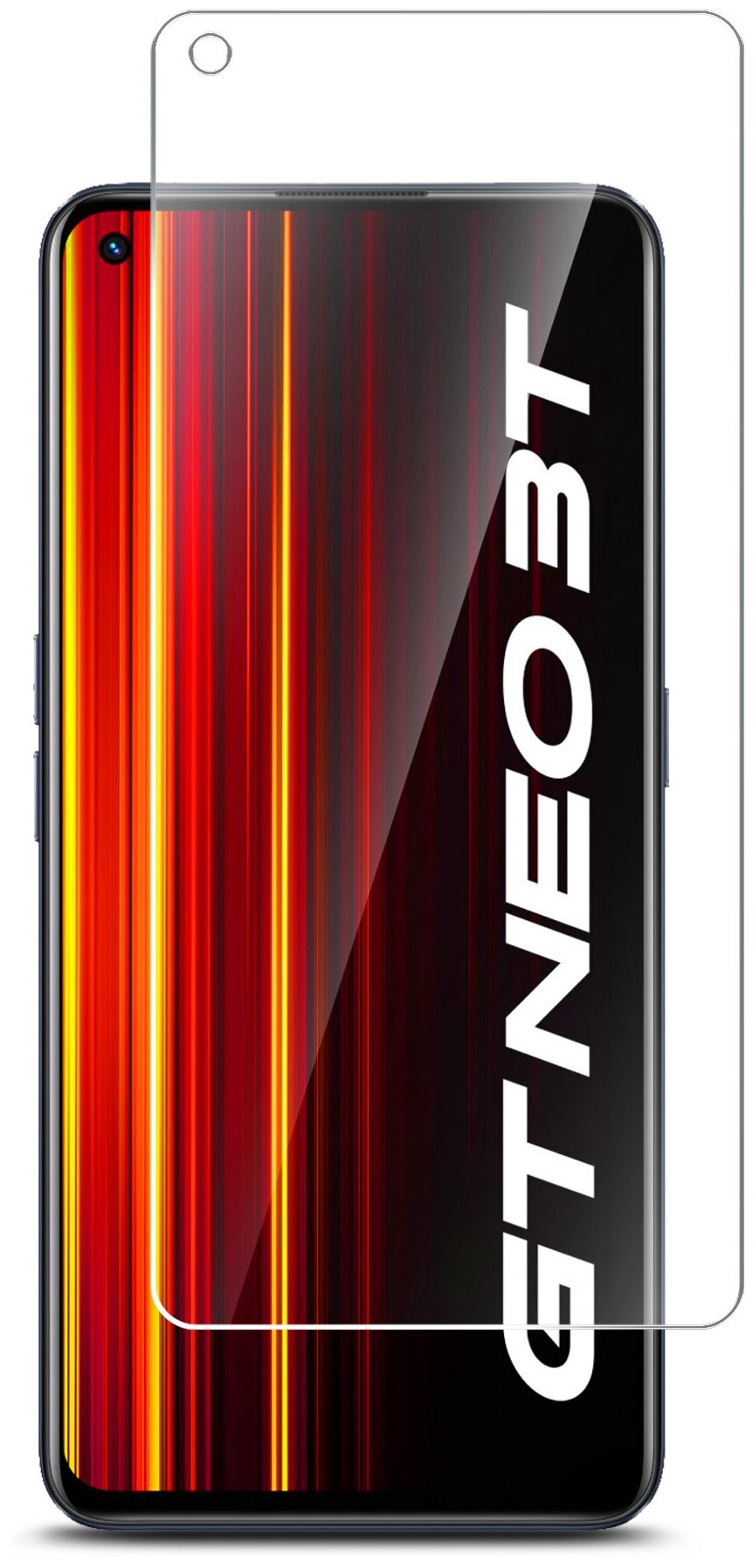 Защитное стекло на Realme GT Neo 3T (Риалми ГТ Нэо 3Т) на Экран, гибридное: пленка + стекловолокно, прозрачное тонкое Hybrid Glass, Brozo