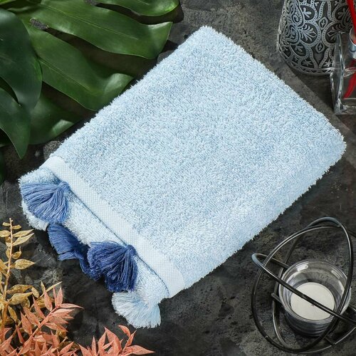 Полотенце банное 50х70 см 100хл 480 гм2 хлопок Бахрома голуб Турц 972₽