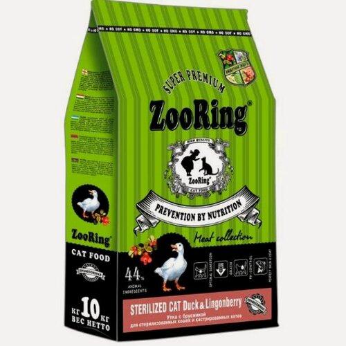 Изображение товара ZooRing Корм сухой для стерилизованных кошек Sterilized Cat Duck Lingonberry Утка с брусникой, 10кг