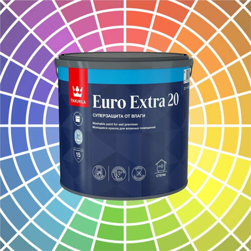 Краска Tikkurila Euro Extra 20 для влажных помещений база А 2.7 л краска акриловая tikkurila euro extra 20 база с для стен и потолков 2 7л бесцветная арт 700001109