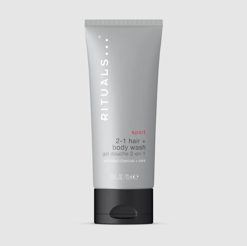 Rituals. Гель для душа и шампунь Rituals Sport 2-в-1 со свежим ароматом цитрусовых, мяты и бергамота, 70 мл