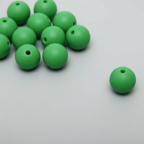 Бусина силикон Круглая зелёная d-1,2 см 12 шт.