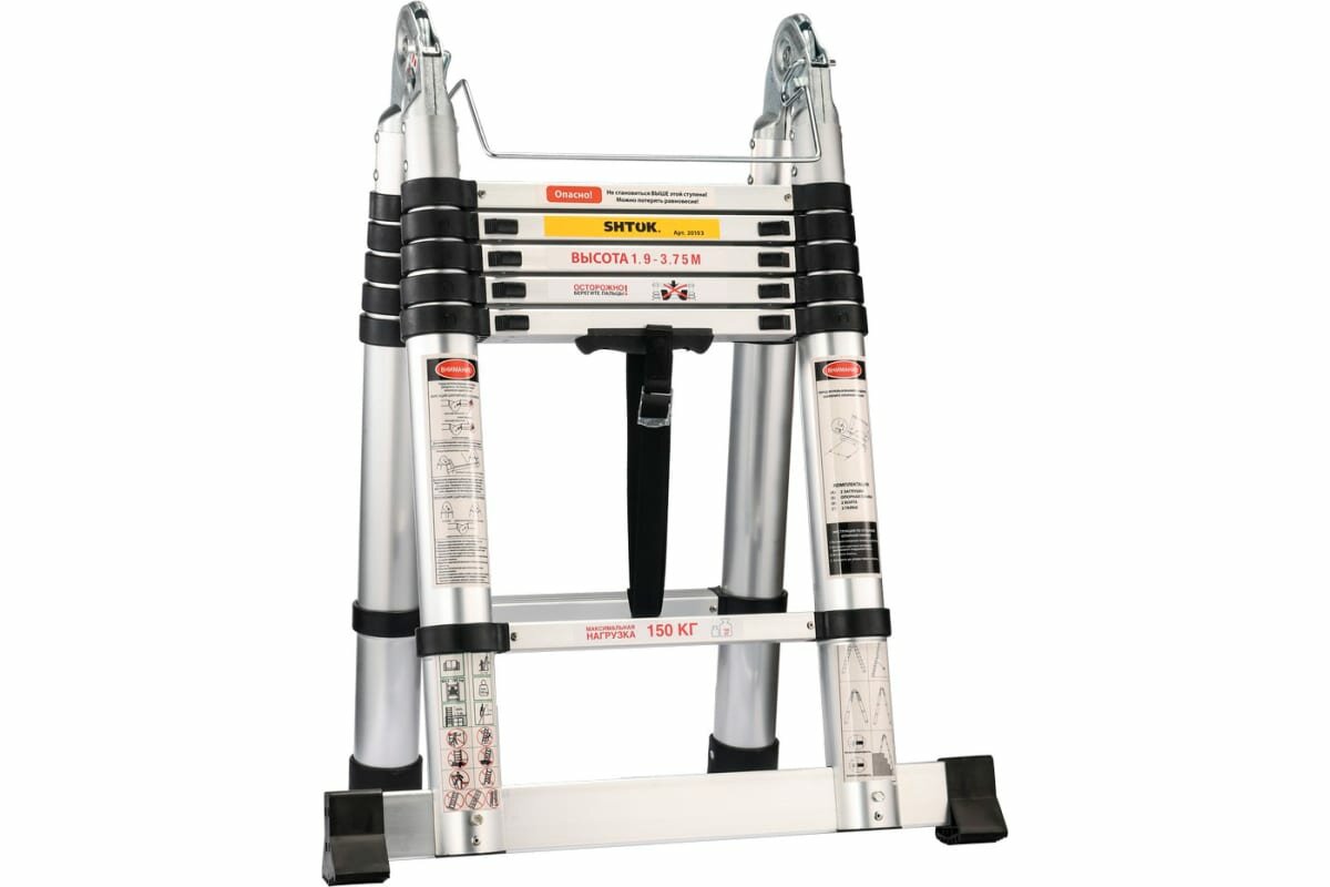 фото SHTOK Телескопическая стремянка-лестница 1.9-3.75 м 20103
