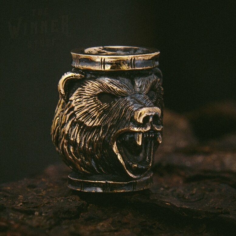 фото Медведь - Медвежонок - Мишка - Медведица - Русский Медведь - Бусина на Темляк - Темлячная Бусина - Брелок - Миниатюра - Фигурка - Аксессуар для Ножа