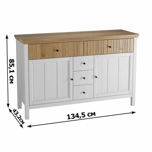 Комод из дерева глухие двери 232 белый воск/антик 134,5х43,2х85,1 см