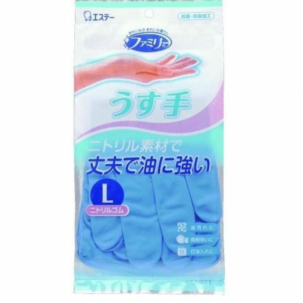 Резиновые перчатки ST Family тонкие, размер L, синие, 1 пара