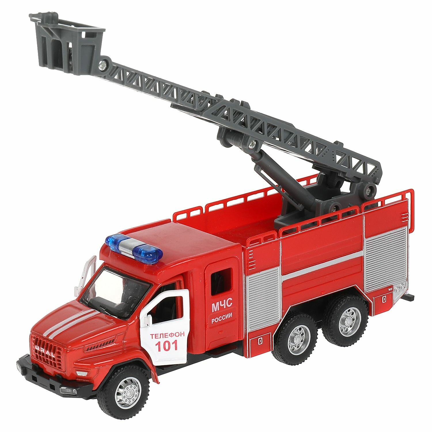 Машинка игрушка детская для мальчика Урал Next Пожарная Технопарк детская металлическая модель коллекционная со звуком и светом 16 см