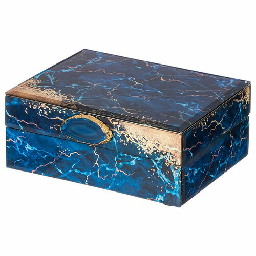 Шкатулка lefard 16х125х65см мдф стекло темно-синий 7357₽