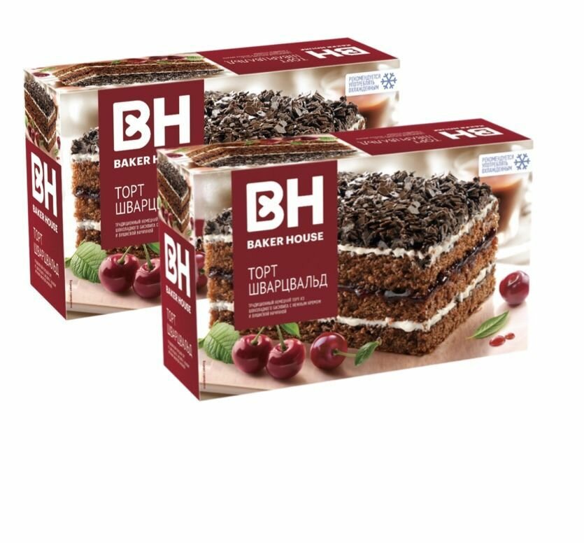 Baker House Торт Шварцвальд вишневый, 350 г х 2 шт