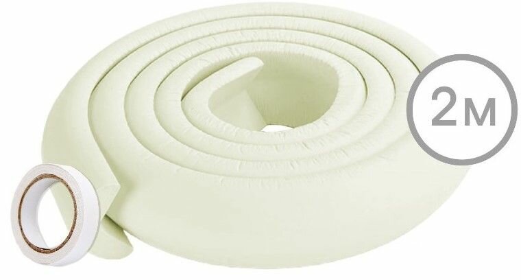 Защитная мягкая лента для углов, накладка для безопасности малышей, не портит поверхность, 2 м, ширина 2,3 см, цвет белый
