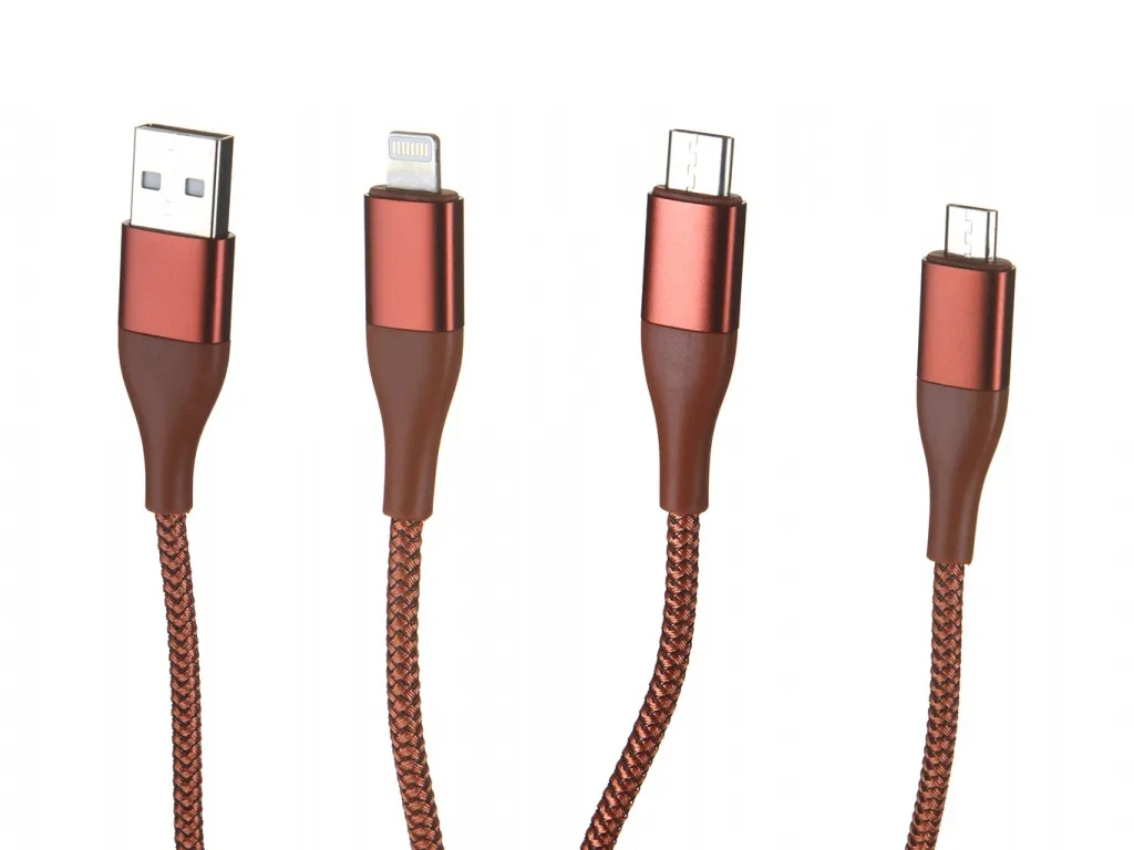 Кабель XIAOMI Solove DW1, USB A(m), Lightning (m), micro USB B (m), USB Type-C (m), 1.2м, красный [dw1 red] - фото №3