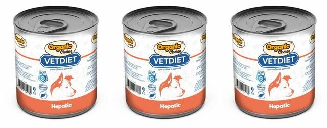 Organic Сhoice Консервы для собак и щенков профилактика болезней печени Vet Hepatic 340 г , 3 шт