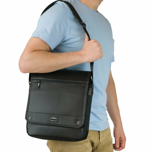 Сумка планшет LEASTAT, фактура гладкая, чёрный