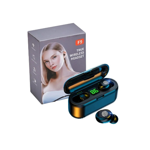 Беспроводные наушники TWS F9 Спортивные Bluetooth наушники сенсорные мини-наушники стерео гарнитура с басами с зарядным чехлом 2000 мАч внешний аккумулятор 450₽