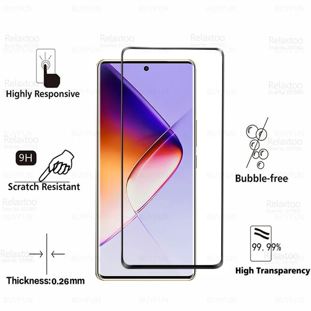 Изогнутое стекло 9D для Infinix Note 40 Pro 5G, Защитная пленка для экрана из закаленного стекла для Infinx Note40 Pro + Note40Pro Plus 40Pro 4G, 2 шт, 2 Pieces, For Note 40 Pro 5G — фото 1
