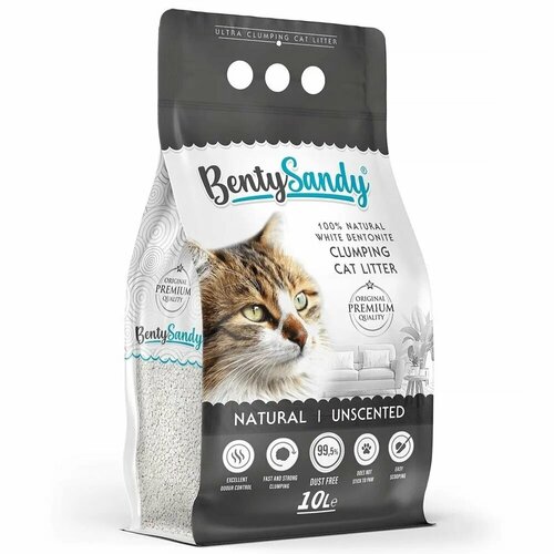 Наполнитель BENTY SANDY Natural комкующийся, глиняный, без ароматизатора 8,7 кг (10 л)