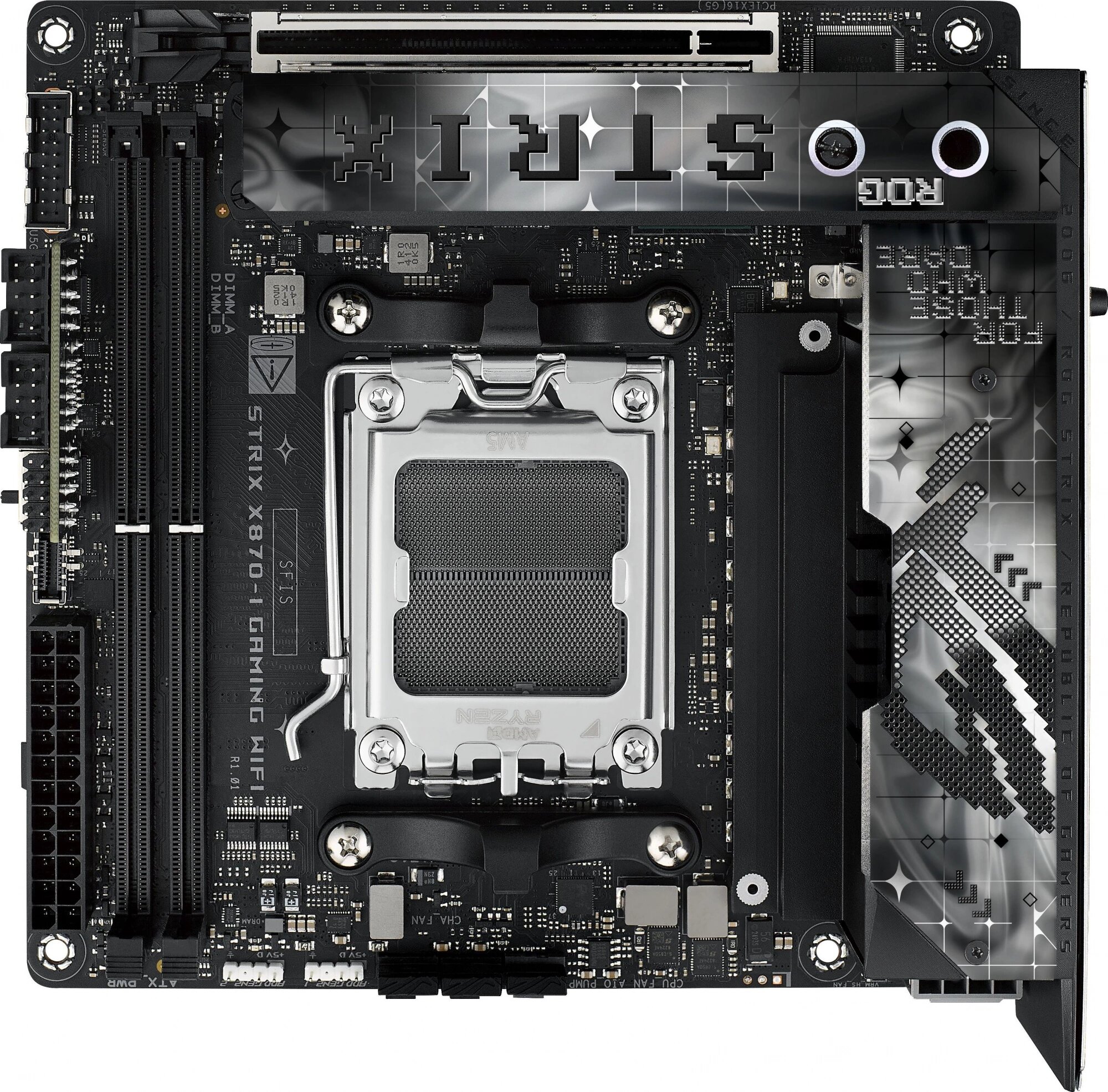 Материнская плата Asus ROG STRIX X870-I GAMING WIFI SocketAM5 AMD X870 2xDDR5 mini-ITX AC`97 8ch(7.1) 2.5Gg RAID+HDMI