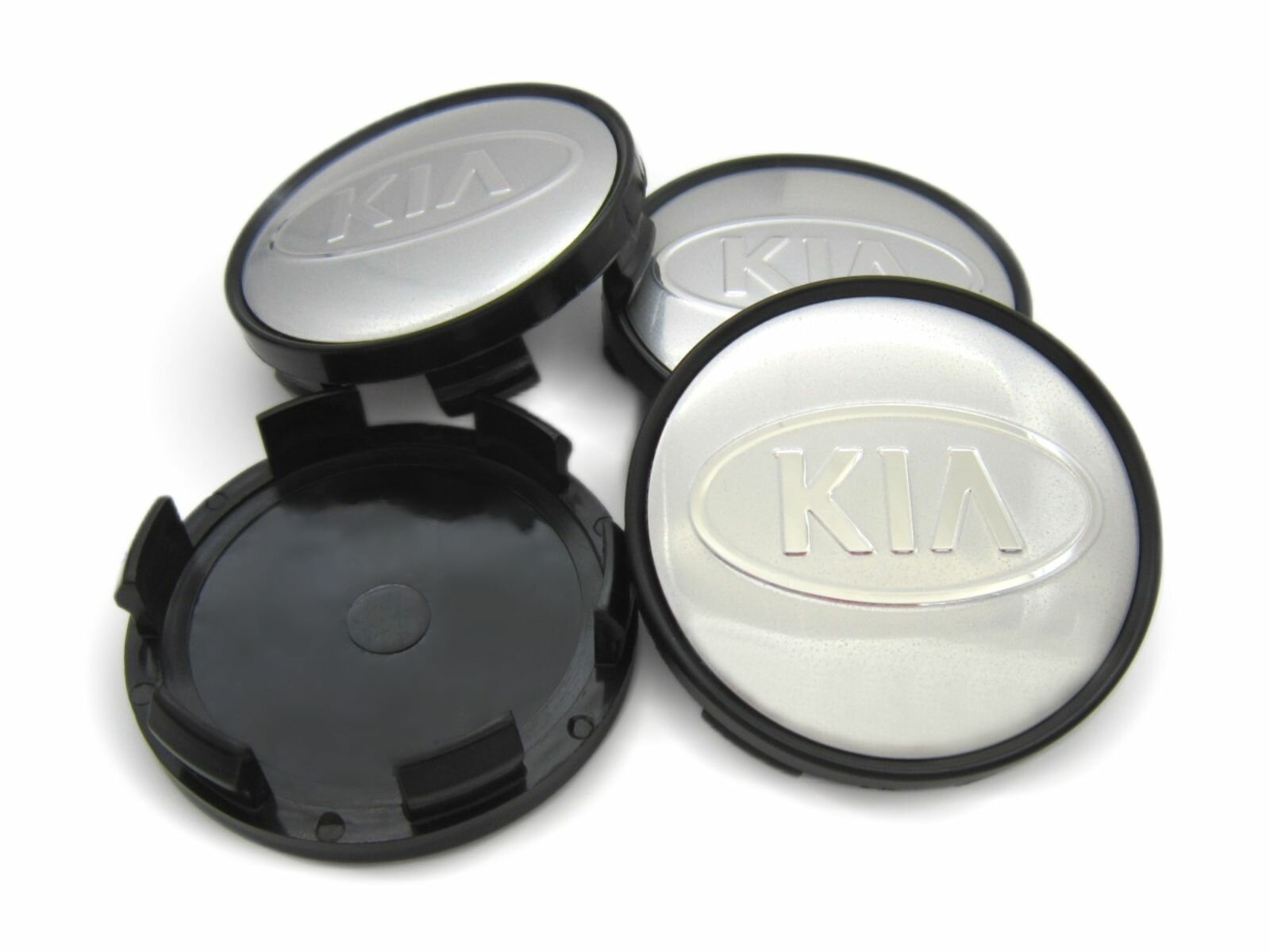 Колпачки, заглушки на литые диски Kia full chrome 59/56/10 мм, комплект 4 шт.