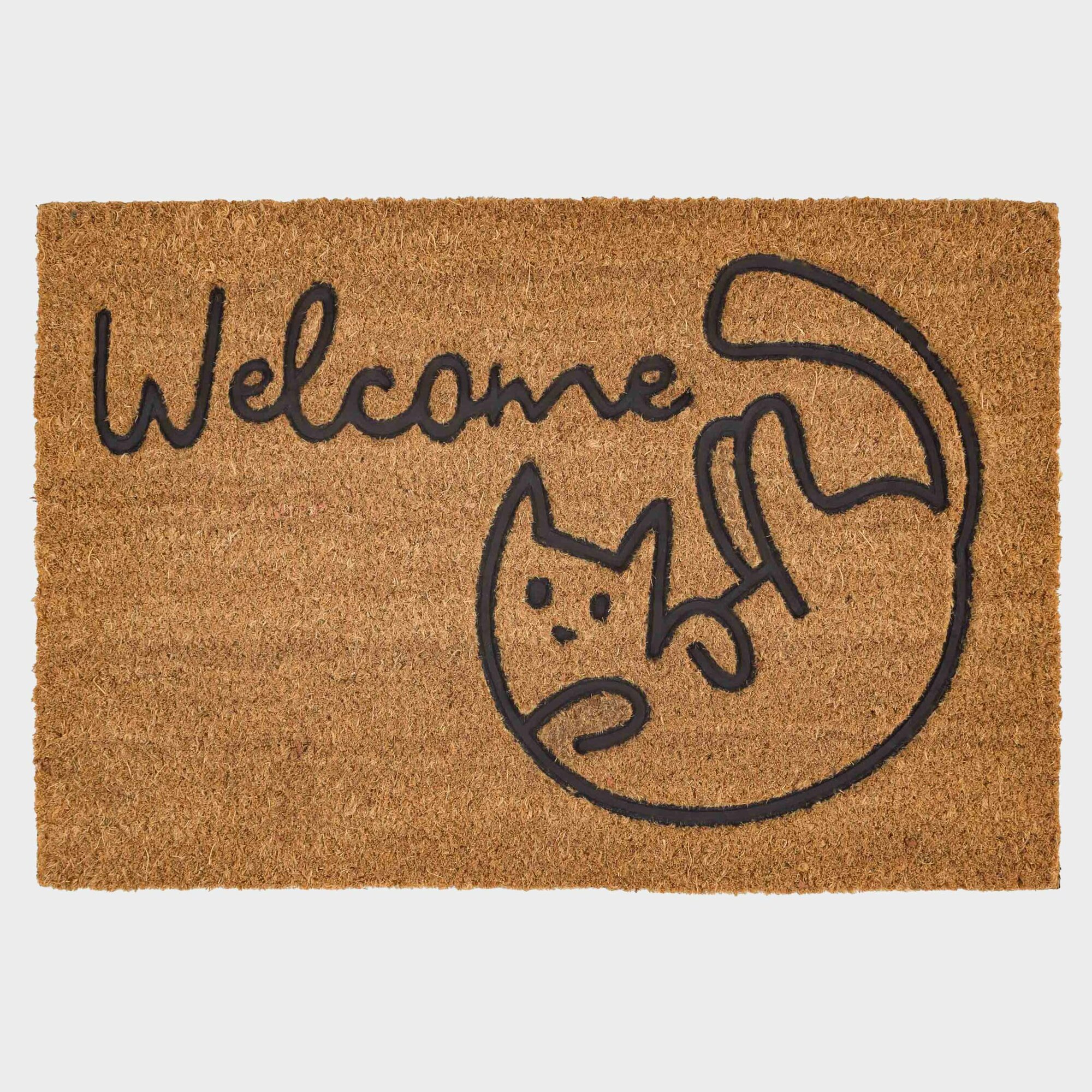 Коврик придверный 40х60 см кокос/ПВХ бежевый Кот Home deco