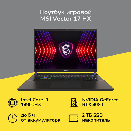 Ноутбук игровой MSI Vector 17 HX A14VHG-1018XRU-GG91490X32GXXDXX172560x1600 пиксIPSCore i9RTX4080 12GB32ГБ2ТБDOS 279999₽