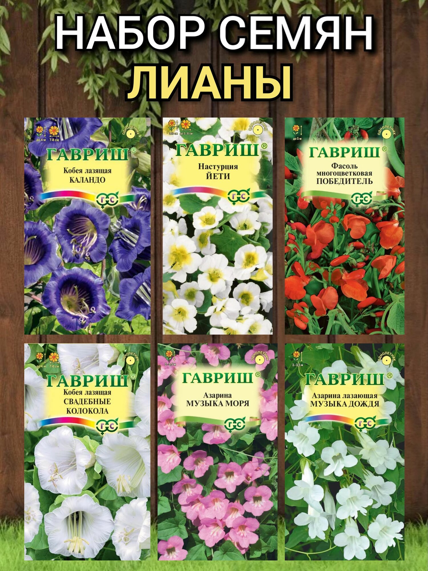 Семена цветов Гавриш лианы для сада: кобея настурция азарина фасоль декоративная