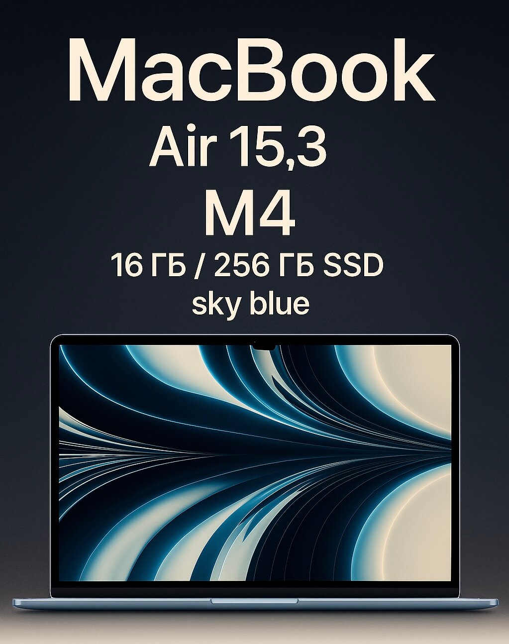 MacBook Air 15.3” M4, 16 ГБ / 256 ГБ SSD, sky blue, (MC7A4) «русская гравировка»