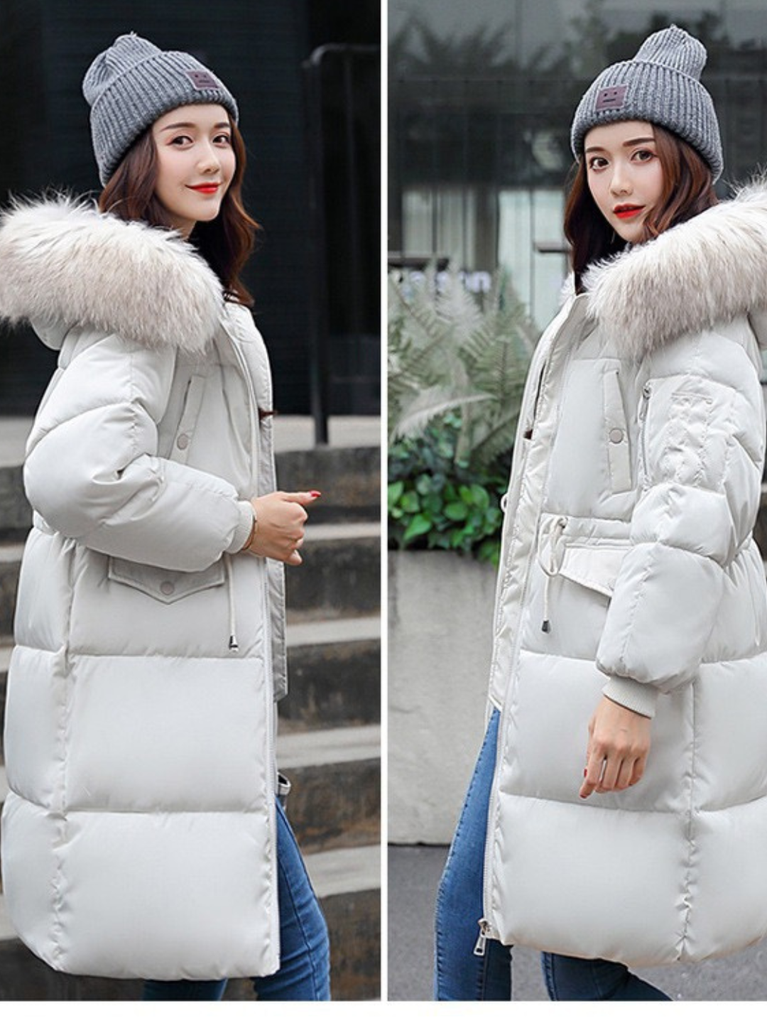 Куртка  Женская теплая длинная куртка с капюшоном, пуховик ОВЕРСАЙЗ женский зимний, размер XXL, белый