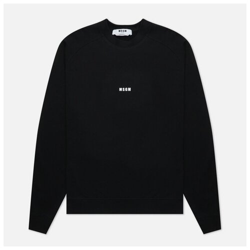 фото Мужская толстовка msgm micrologo basic unbrushed crew neck чёрный , размер s