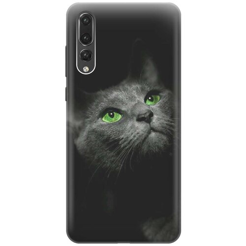 Силиконовый чехол Зеленоглазая кошка на Huawei P20 Pro / Хуавйе П20 Про силиконовый чехол графитовый излом на huawei p20 pro хуавйе п20 про