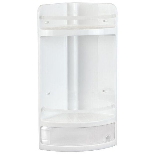 Полка в ванную BestHome двухъярусная угловая c бортиками и выдвижным ящиком