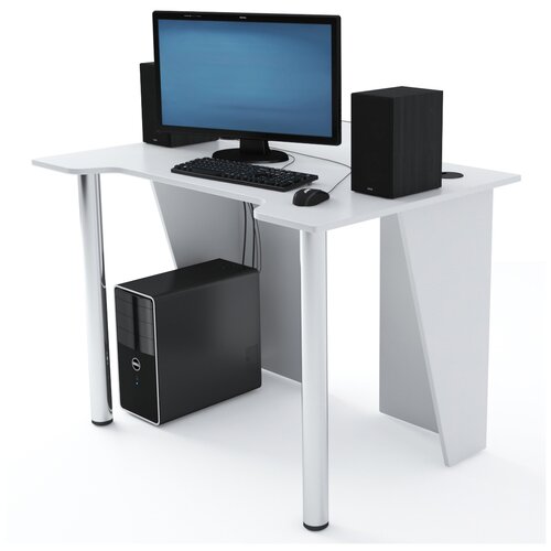 Дизайн Фабрика компьютерный стол LevelUP, ШхГхВ: 110х74х73.2 см, цвет: белый