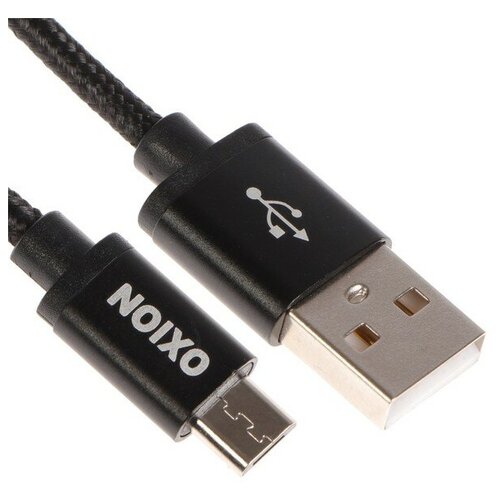 Кабель OXION DCC258, microUSB - USB, зарядка + передача данных, 1.3 м, оплетка, черный, 2 штуки кабель oxion microusb usb 1 м черный 3 штуки
