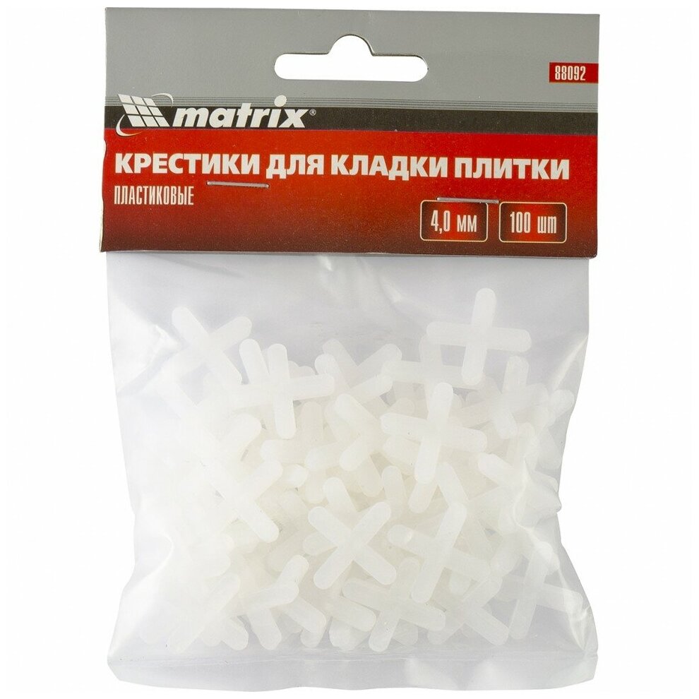 Крестик для укладки плитки matrix 88092, белый, 100 шт.