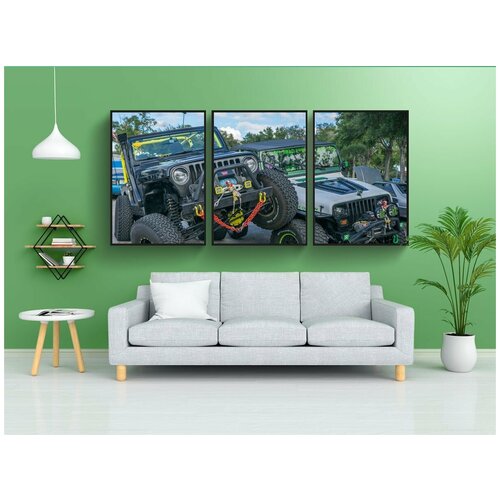 фото Набор модулных постеров для интерьера "джипы, большие колеса, хэллоуин" 60x90 см. в тубусе, без рамки lotsprints