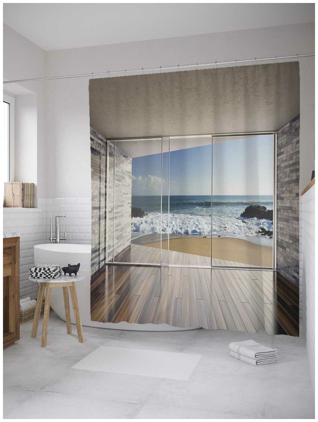 Штора для ванной JoyArty Морская комната 180х200 180х200 см