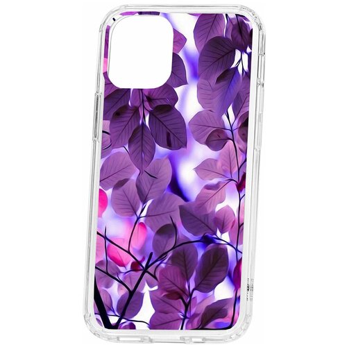 фото Чехол для apple iphone 12 mini kruche print purple leaves / чехол для apple iphone / чехол с рисунком / чехол с принтом / чехол для айфон / бампер на айфон / чехол накладка для iphone / противоударная накладка для iphone / защита для iphone / защита на айфон / cиликоновый чехол для iphone / пластиковый чехол на iphone / защитный чехол для iphone кruче