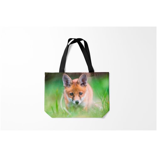 фото Сумка-шоппер / 46х35 см / звери / лисы лисенок в засаде burnettie