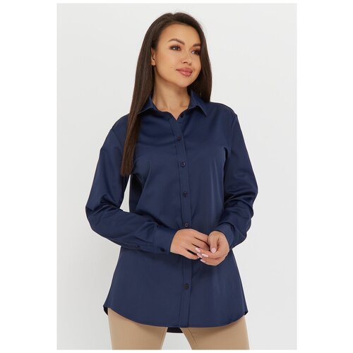 Рубашка женская KATHARINA KROSS KK-B-002V-синий.стрейч, Полуприталенный силуэт / Regular fit, цвет Синий, размер 44