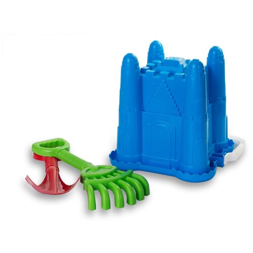 фото Детский игровой набор для песочницы, ведро-крепость, совок, грабли, 17 х 16 х 25 см.