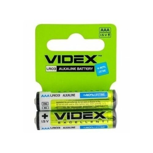 элемент питания videx lr20 d 2 blister card Батарейка мизинчиковая VIDEX LR03 2/SH Card