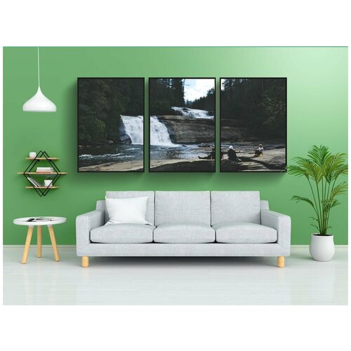 фото Набор модулных постеров для интерьера "люди, водопад, на открытом воздухе" 60x90 см. в тубусе, без рамки lotsprints