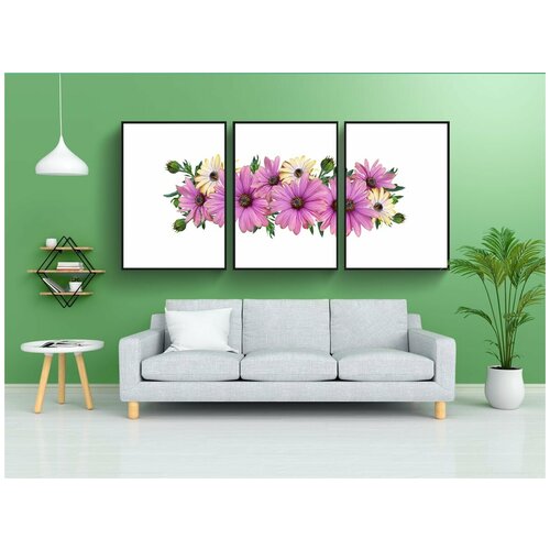 фото Набор модулных постеров для интерьера "цветы, ромашки, договоренность" 60x90 см. в тубусе, без рамки lotsprints